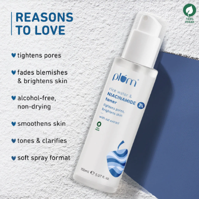 Plum 3% Niacinamide & Rice Water Toner for Bright Skin