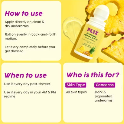 Plix Pineapple Odour Control Underarm Roll on