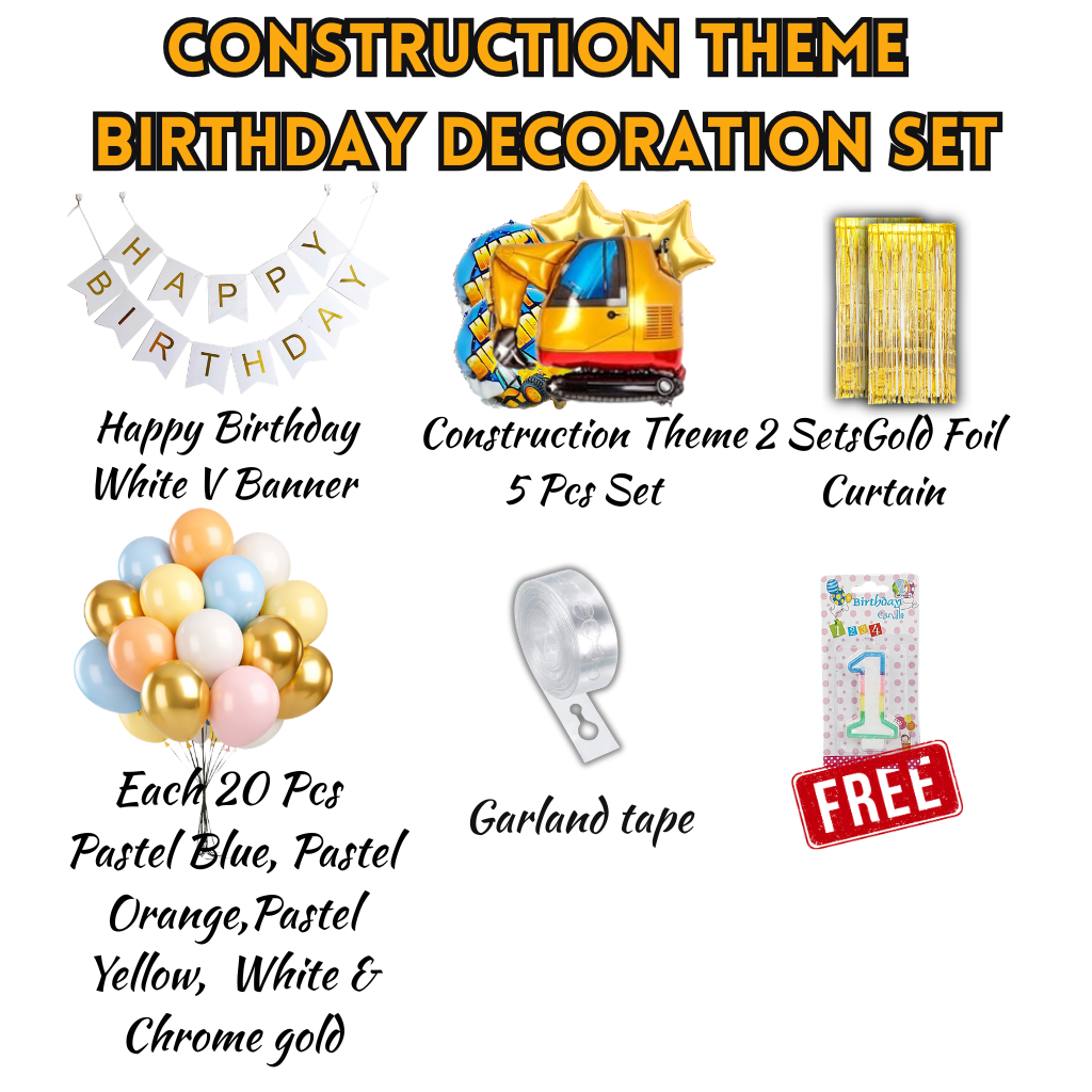 Construction Theme Birthday Decoration Full set