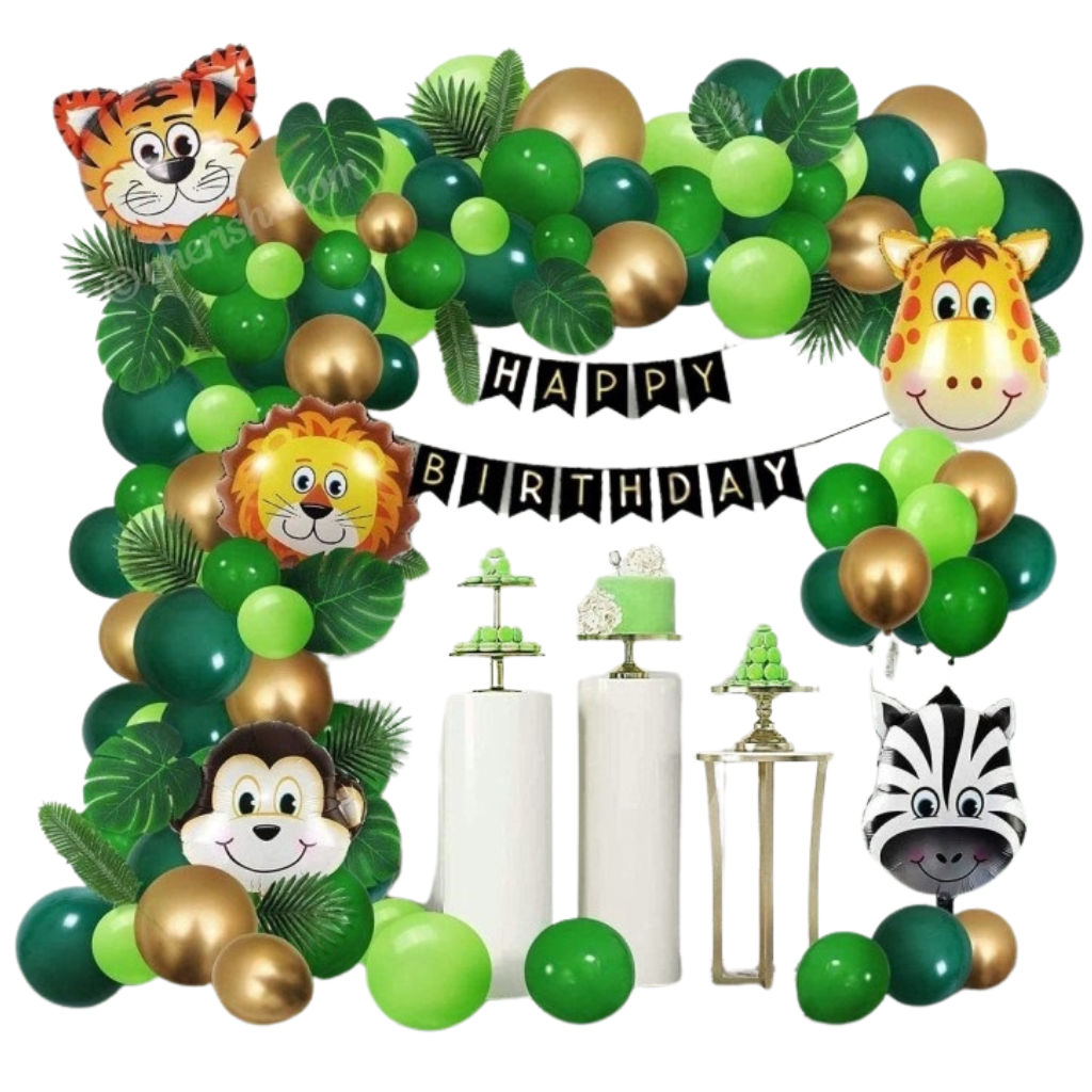 Jungle Theme Happy Birthday Decoration Set 5 Faces