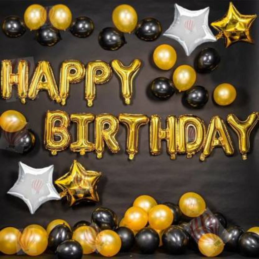 Black & Gold Happy Birthday Decoration Set